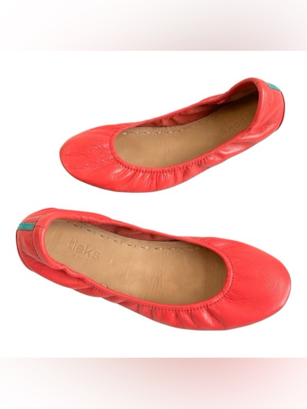 Tieks Coral Leather Ballet Flats - Slip-On Women’s Shoes size 8